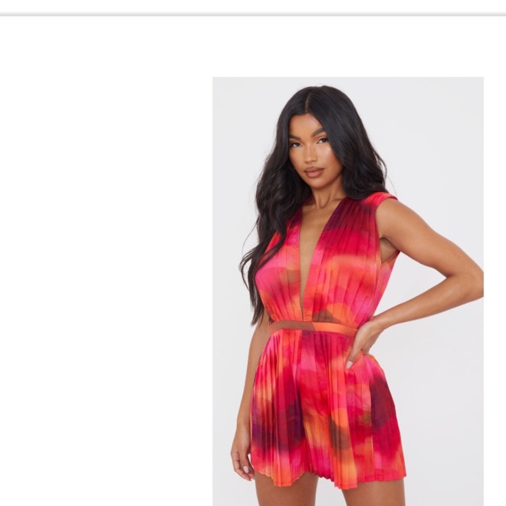 Red, purple and orange flirty romper